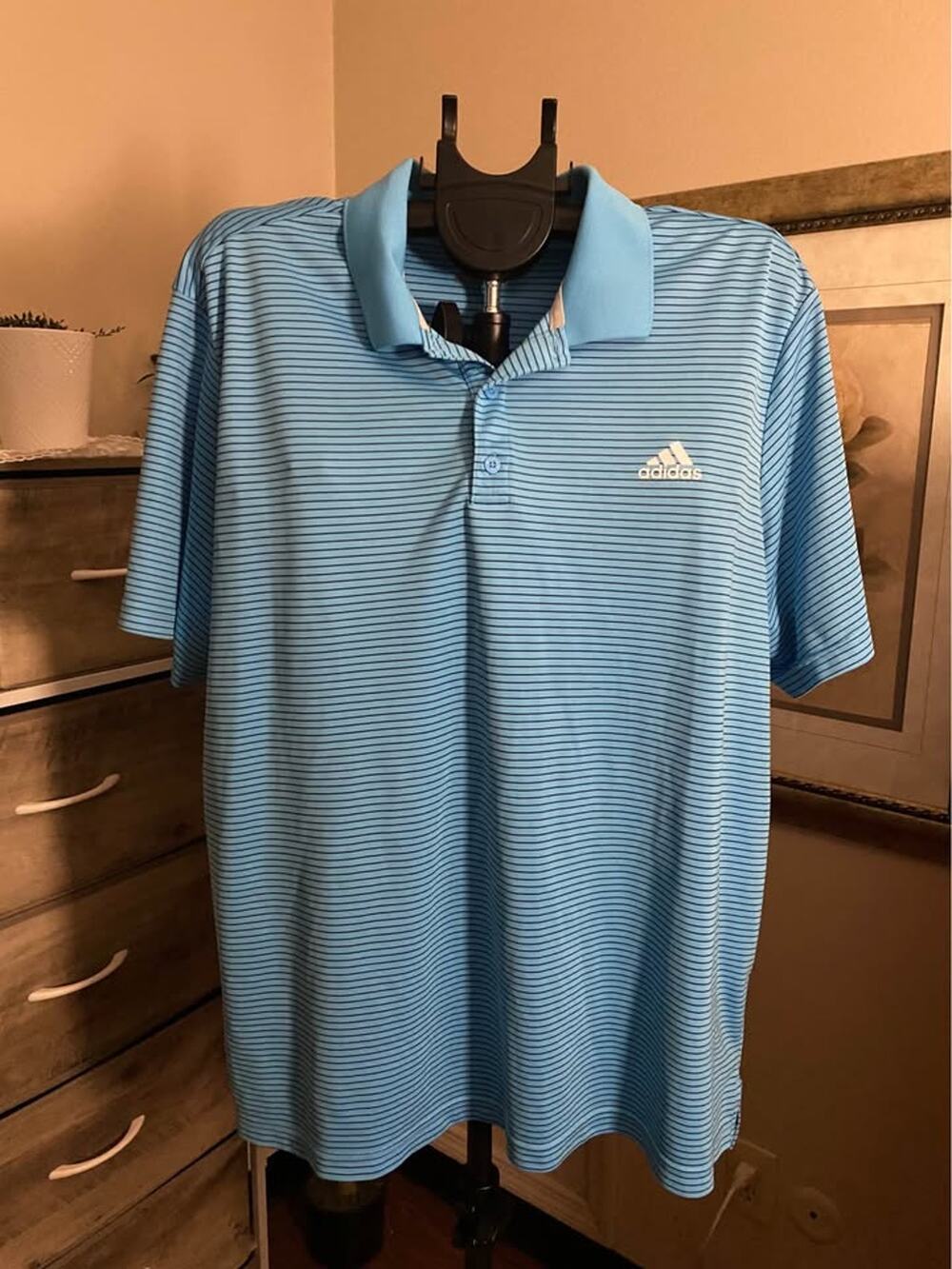 Adidas Stripped Sky Blue Men's Shirt-2XL